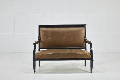 french ebonised leather sofa - CATEGORY: ANTIQUE SOFAS - DATED 1910