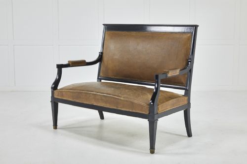 FRENCH EBONISED LEATHER SOFA - ADDITIONAL PHOTO 1
