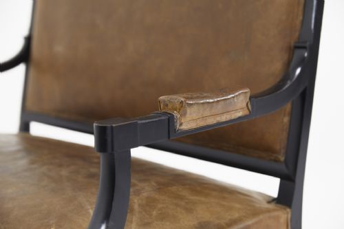 FRENCH EBONISED LEATHER SOFA - ADDITIONAL PHOTO 2