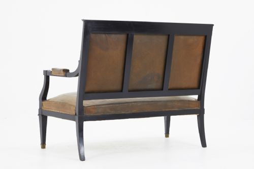 FRENCH EBONISED LEATHER SOFA - ADDITIONAL PHOTO 3