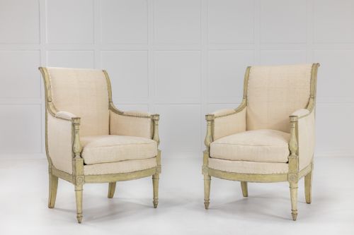 pair of french early 19th century painted armchairs - CATEGORY: ANTIQUE CHAIRS - DATED 19TH CENTURY