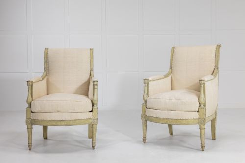 PAIR OF FRENCH EARLY 19TH CENTURY PAINTED ARMCHAIRS - ADDITIONAL PHOTO 1