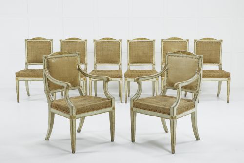 set of eight painted 18th century italian dining chairs - CATEGORY: ANTIQUE CHAIRS - DATED 18TH CENTURY
