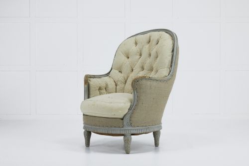 19th century french painted carved wood armchair - CATEGORY: ANTIQUE CHAIRS - DATED 19TH CENTURY