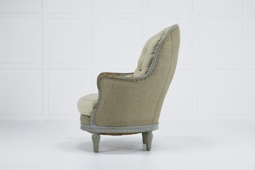 19TH CENTURY FRENCH PAINTED CARVED WOOD ARMCHAIR - ADDITIONAL PHOTO 1
