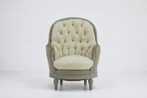 19TH CENTURY FRENCH PAINTED CARVED WOOD ARMCHAIR - ADDITIONAL PHOTO 2
