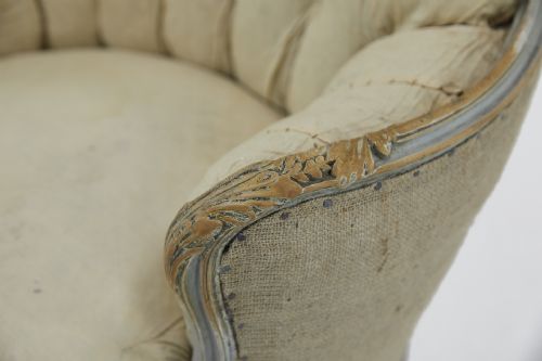 19TH CENTURY FRENCH PAINTED CARVED WOOD ARMCHAIR - ADDITIONAL PHOTO 5
