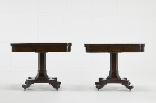 pair of english regency rosewood card tables - CATEGORY: ANTIQUE TABLES - DATED REGENCY