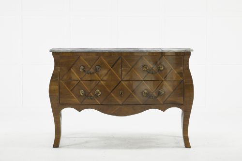 FRENCH 18TH CENTURY WALNUT BOMBE COMMODE WITH MARBLE TOP - ADDITIONAL PHOTO 1