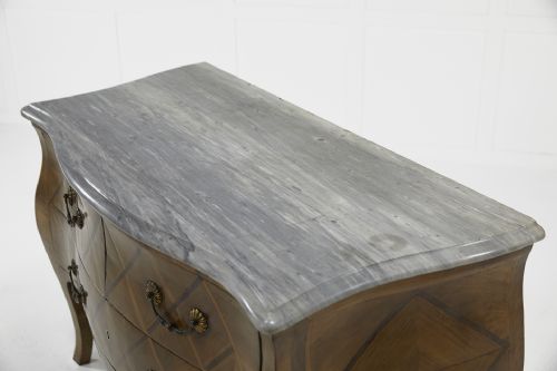 FRENCH 18TH CENTURY WALNUT BOMBE COMMODE WITH MARBLE TOP - ADDITIONAL PHOTO 2