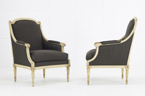 pair of french 1920s armchairs with original paint - CATEGORY: ANTIQUE CHAIRS - DATED 1920