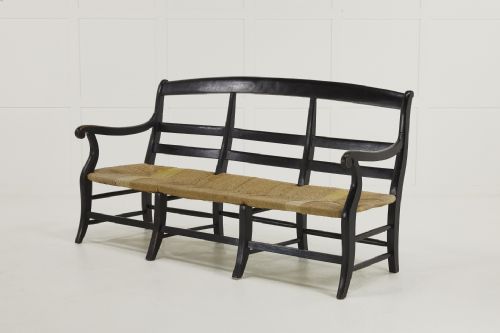 19th century french ebonised rush seat sofa - CATEGORY: ANTIQUE SOFAS - DATED 19TH CENTURY