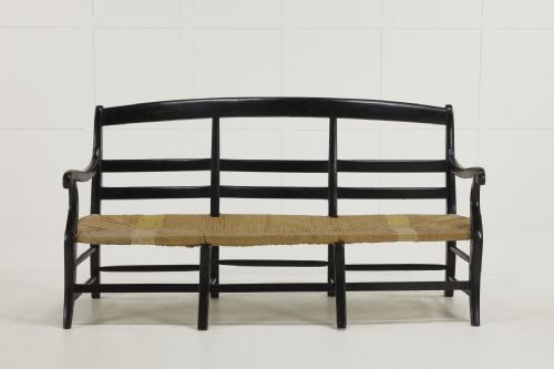 19TH CENTURY FRENCH EBONISED RUSH SEAT SOFA - ADDITIONAL PHOTO 1