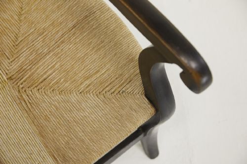 19TH CENTURY FRENCH EBONISED RUSH SEAT SOFA - ADDITIONAL PHOTO 3