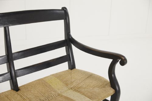 19TH CENTURY FRENCH EBONISED RUSH SEAT SOFA - ADDITIONAL PHOTO 5