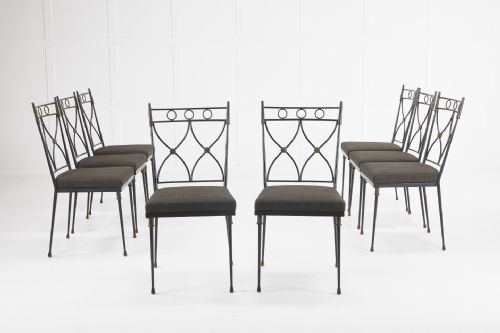 set of eight french 1930s wrought iron and bronze chairs - CATEGORY: ANTIQUE CHAIRS - DATED 1930