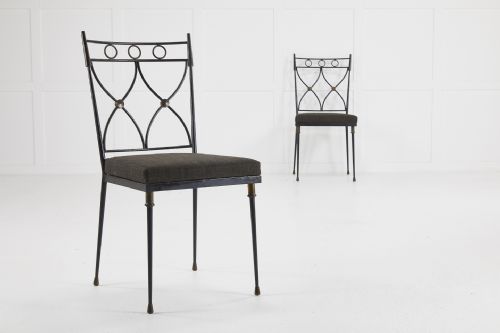SET OF EIGHT FRENCH 1930S WROUGHT IRON AND BRONZE CHAIRS - ADDITIONAL PHOTO 2