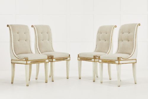 set of four italian 19th century gilt and painted chairs - CATEGORY: ANTIQUE CHAIRS - DATED 19TH CENTURY