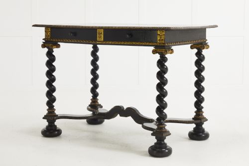 17th century french ebonised and gilt barley twist table - CATEGORY: ANTIQUE TABLES - DATED 17TH CENTURY