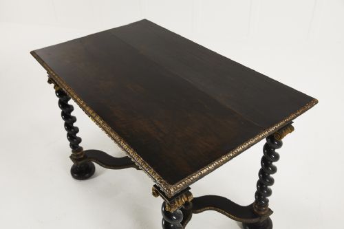 17TH CENTURY FRENCH EBONISED AND GILT BARLEY TWIST TABLE - ADDITIONAL PHOTO 2