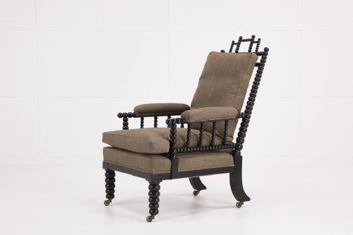 english regency ebonised bobbin armchair - CATEGORY: ANTIQUE CHAIRS - DATED REGENCY