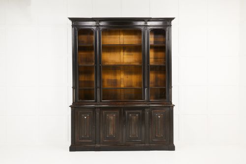 19th century french ebonised and ebony veneer bookcase - CATEGORY: ANTIQUE BOOKCASES - DATED 19TH CENTURY