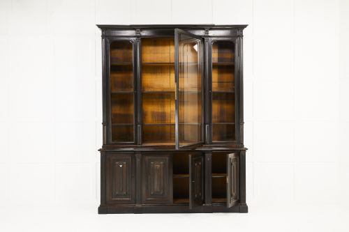 19TH CENTURY FRENCH EBONISED AND EBONY VENEER BOOKCASE - ADDITIONAL PHOTO 6