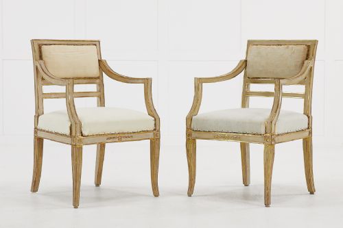 pair of small italian gilt and paint chairs - CATEGORY: ANTIQUE CHAIRS - DATED 1910