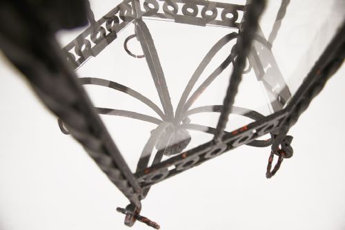 LARGE PAIR OF INTERESTING FRENCH 1940'S WROUGHT IRON LANTERNS - ADDITIONAL PHOTO 2