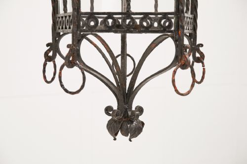 LARGE PAIR OF INTERESTING FRENCH 1940'S WROUGHT IRON LANTERNS - ADDITIONAL PHOTO 3