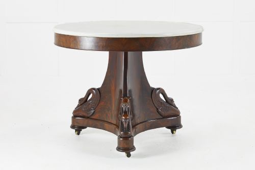19th century french mahogany marble top table - CATEGORY: ANTIQUE TABLES - DATED 19TH CENTURY