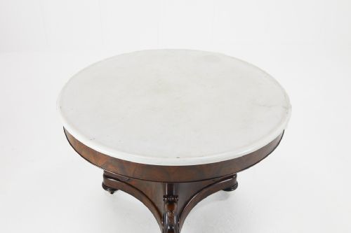 19TH CENTURY FRENCH MAHOGANY MARBLE TOP TABLE - ADDITIONAL PHOTO 1