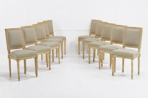 set of ten french 19th century chairs with original paint - CATEGORY: ANTIQUE CHAIRS - DATED 19TH CENTURY