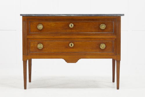 18th century french walnut commode with marble top - CATEGORY: ANTIQUE CHEST OF DRAWERS - DATED 18TH CENTURY