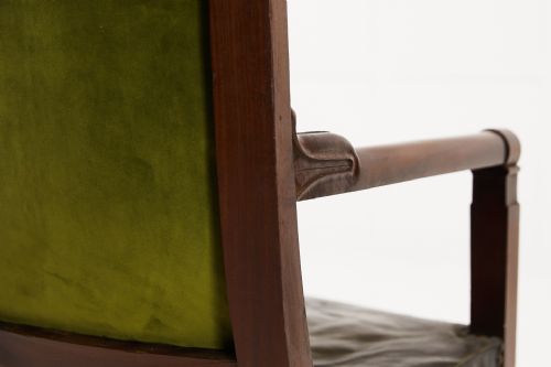 PAIR OF MAHOGANY 19TH CENTURY FRENCH LEATHER CHAIRS - ADDITIONAL PHOTO 1