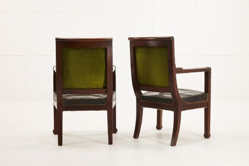 PAIR OF MAHOGANY 19TH CENTURY FRENCH LEATHER CHAIRS - ADDITIONAL PHOTO 2