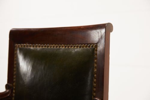 PAIR OF MAHOGANY 19TH CENTURY FRENCH LEATHER CHAIRS - ADDITIONAL PHOTO 4