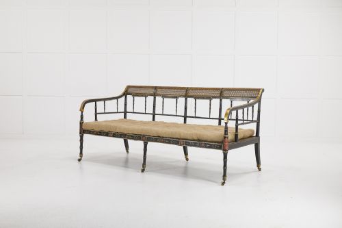 grande scale early 19th century english regency caned sofa - CATEGORY: ANTIQUE SOFAS - DATED 19TH CENTURY