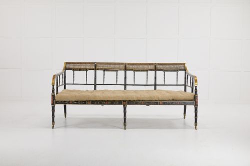 GRANDE SCALE EARLY 19TH CENTURY ENGLISH REGENCY CANED SOFA - ADDITIONAL PHOTO 1