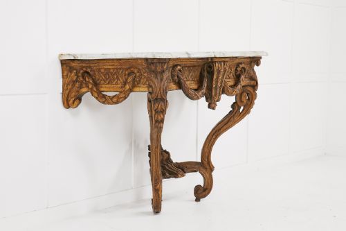 18TH CENTURY FRENCH CARVED WALNUT CONSOLE TABLE - ADDITIONAL PHOTO 1