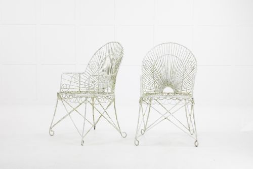 PAIR OF EARLY 20TH CENTURY FRENCH IRON AND WIRE ARMCHAIRS - ADDITIONAL PHOTO 1