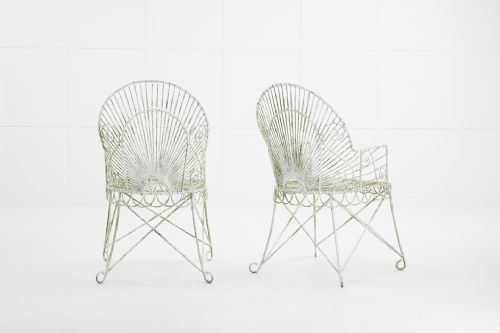 PAIR OF EARLY 20TH CENTURY FRENCH IRON AND WIRE ARMCHAIRS - ADDITIONAL PHOTO 2
