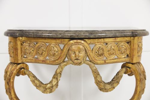 SMALL 18TH CENTURY FRENCH CONSOLE TABLE WITH ORIGINAL MARBLE TOP - ADDITIONAL PHOTO 1