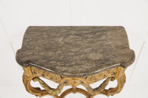SMALL 18TH CENTURY FRENCH CONSOLE TABLE WITH ORIGINAL MARBLE TOP - ADDITIONAL PHOTO 4