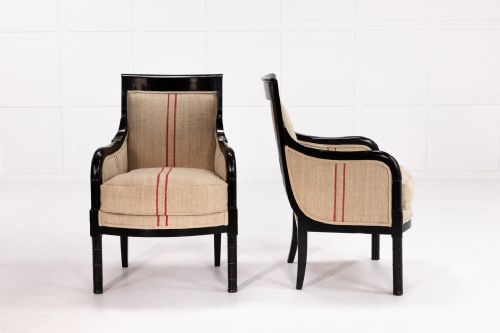 pair of early 19th century ebonised french chairs - CATEGORY: ANTIQUE CHAIRS - DATED 19TH CENTURY