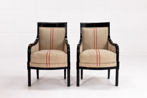 PAIR OF EARLY 19TH CENTURY EBONISED FRENCH CHAIRS - ADDITIONAL PHOTO 1