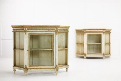 pair of 1930's french painted and gilded side cabinets - CATEGORY: ANTIQUE CABINETS - DATED 1930