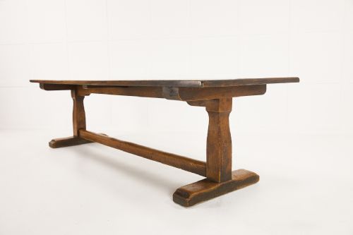 LARGE 1930S OAK REFECTORY DINING TABLE - ADDITIONAL PHOTO 4