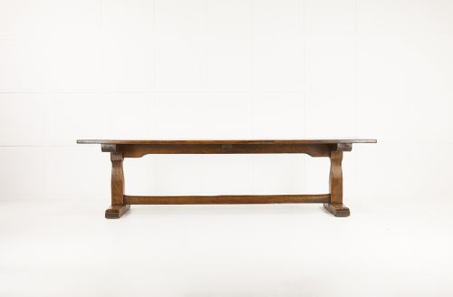 LARGE 1930S OAK REFECTORY DINING TABLE - ADDITIONAL PHOTO 5