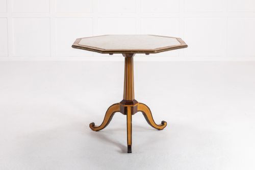 19th century french satinwood and mahogany marble top table - CATEGORY: ANTIQUE TABLES - DATED 19TH CENTURY